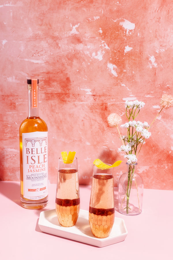 Blossom Bellini - Belle Isle Peach Jasmine cocktail recipe - Belle Isle Moonshine